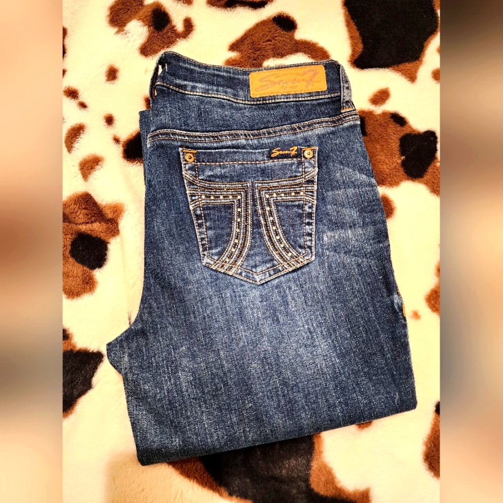 Seven7 Women's Dark Denim Boot Cut Jeans